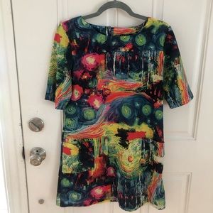 E-XIU Neon Multi Color Dress Starry Night on Acid Dress (Futs like S-M)